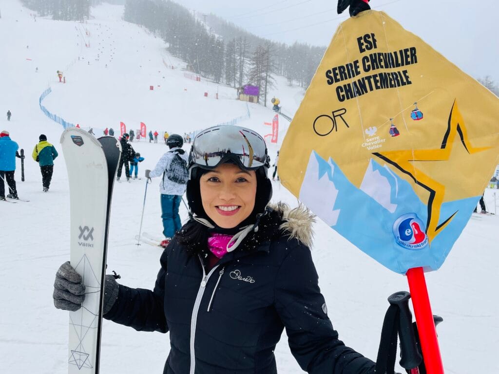 Carmen Roberts skiing in Serre Chevalier
