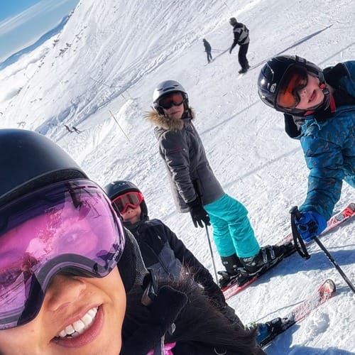 Carmen Roberts and her kids skiing at Tatranska Lomnica Ski Resort, Slovakia