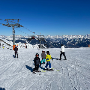 Kids skiing at the top of Kitzsteinhorn glacier