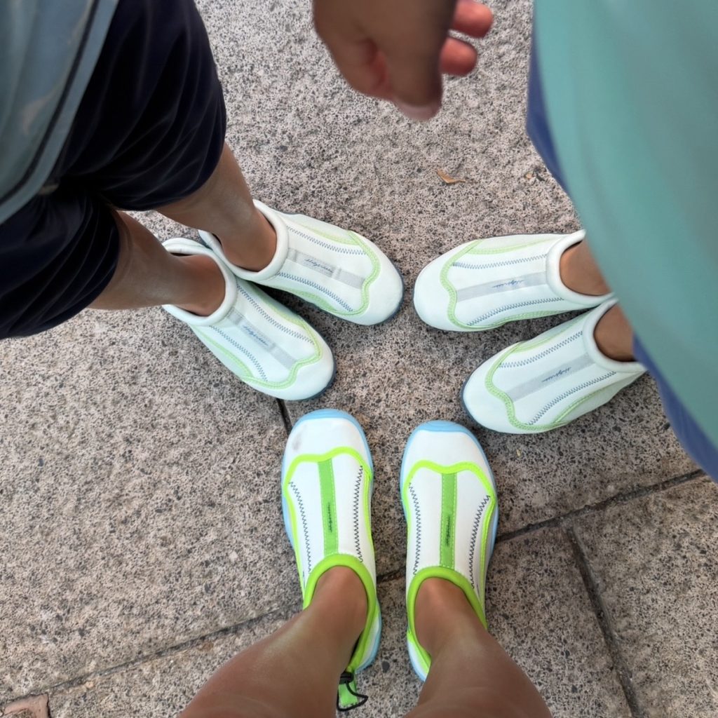 Water shoes are essential in summer, it's hot under foot